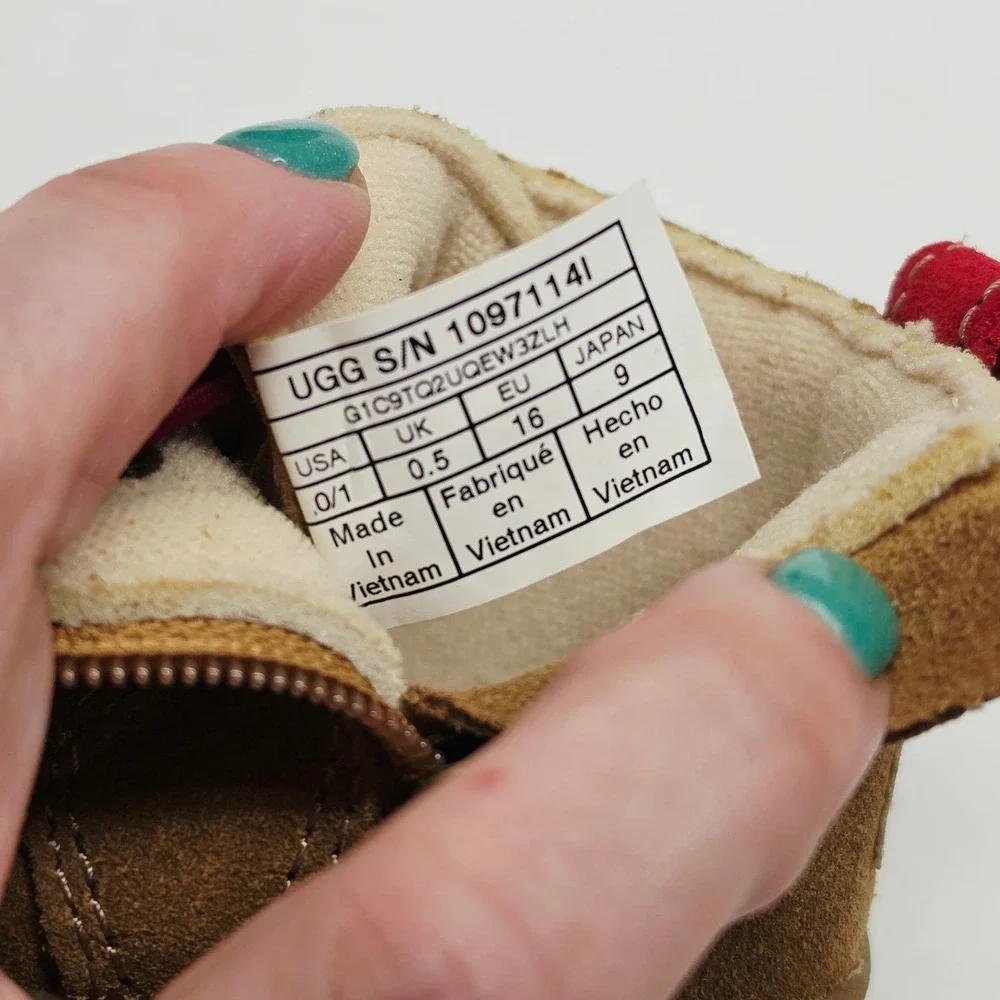UGG Bixbee Koala Stuffie Infant Suede Boots Chestnut Red Size 0/1 1097114I